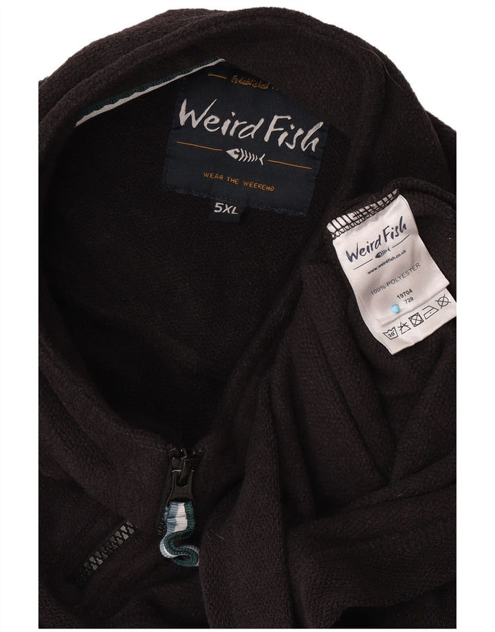Weird Fish Sweat-shirt à col zippé pour homme 5XL Noir Polyester