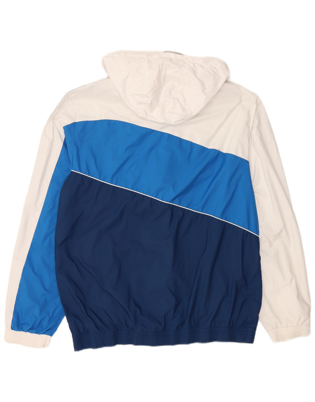 Adidas Veste de pluie à capuche pour homme UK 40 Large Bleu marine Colorblock Polyester