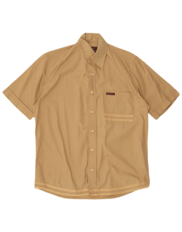 MARLBORO CLASSICS Chemise utilitaire à manches courtes pour hommes, petites rayures beiges