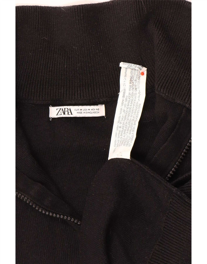 Zara Pull à col zippé pour homme en coton noir moyen