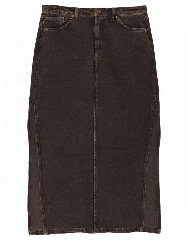 Topshop Jupe longue en jean pour femme UK 12 Medium W28 Noir Coton