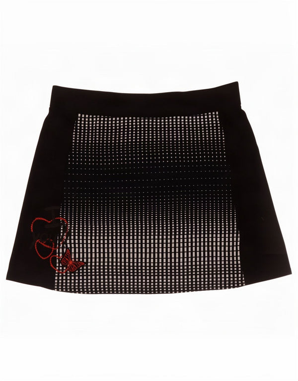 Desigual Femme Graphic Mini Jupe XL W34 Noir Géométrique Viscose