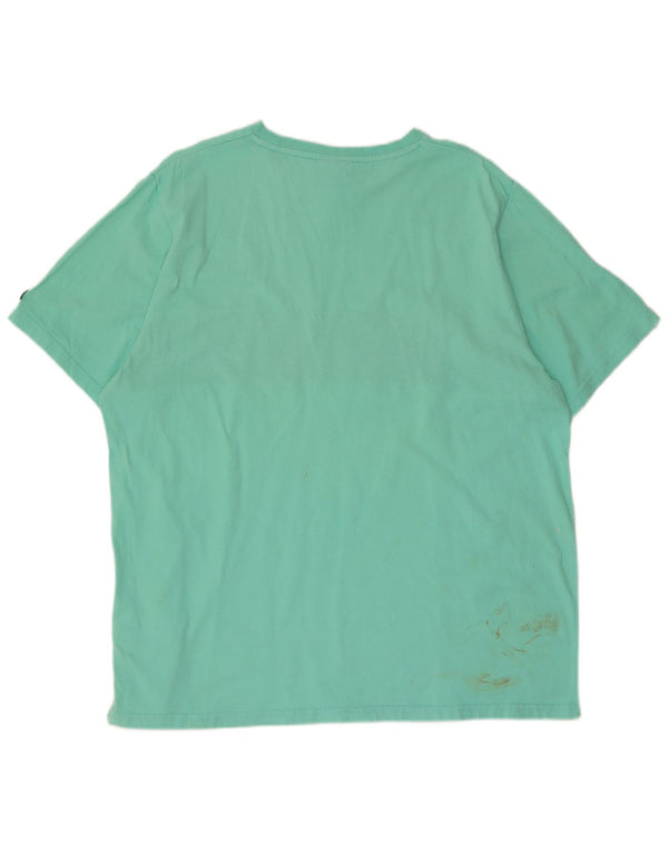 Ellesse T-shirt graphique pour homme 2XL en coton color block turquoise