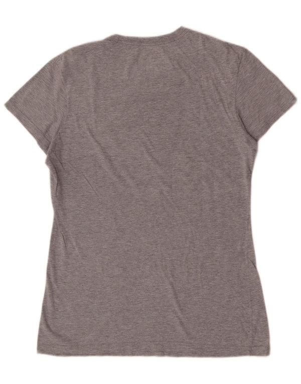 Adidas Femmes USA Graphic T-Shirt Top UK 12 Gris Moyen Coton