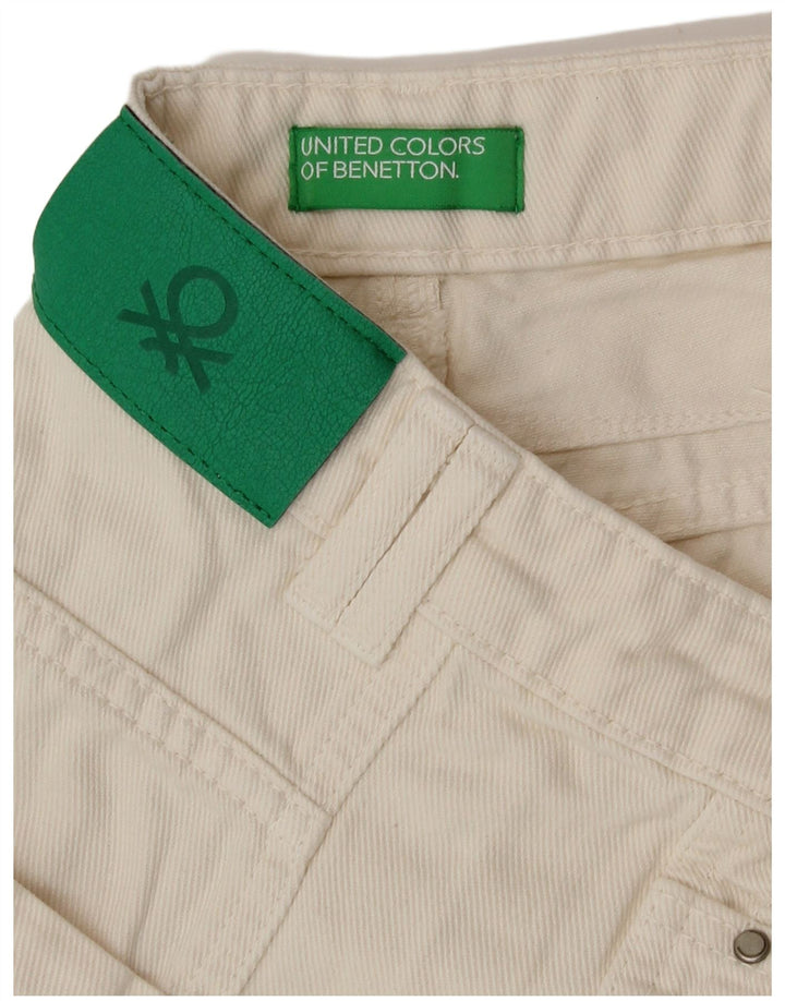 Benetton Jean Fuselé W30 L29 Femme Blanc Cassé