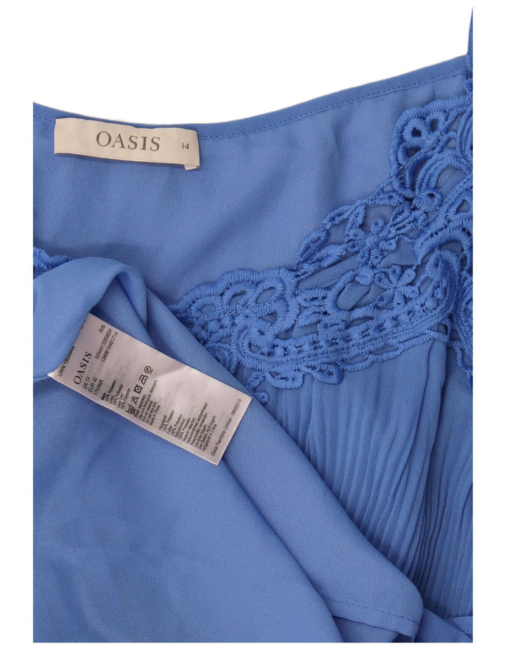 Oasis Robe à épaules dénudées pour femme UK 44 Bleu moyen Polyester