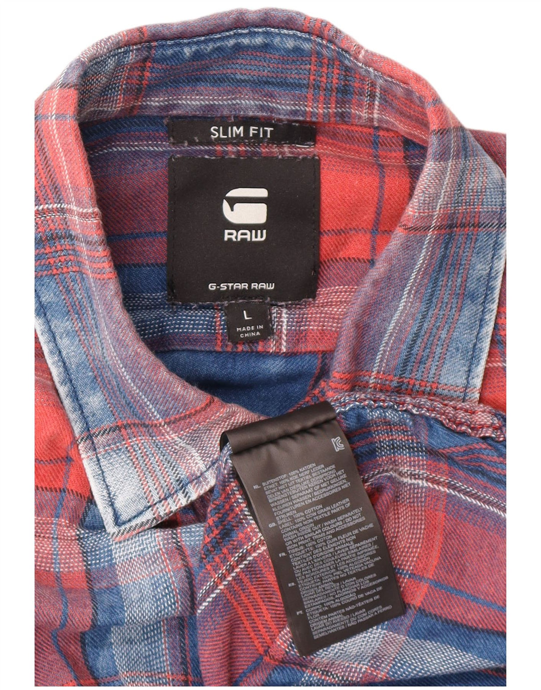 G-Star Chemise Slim Fit pour hommes en coton à carreaux bleus