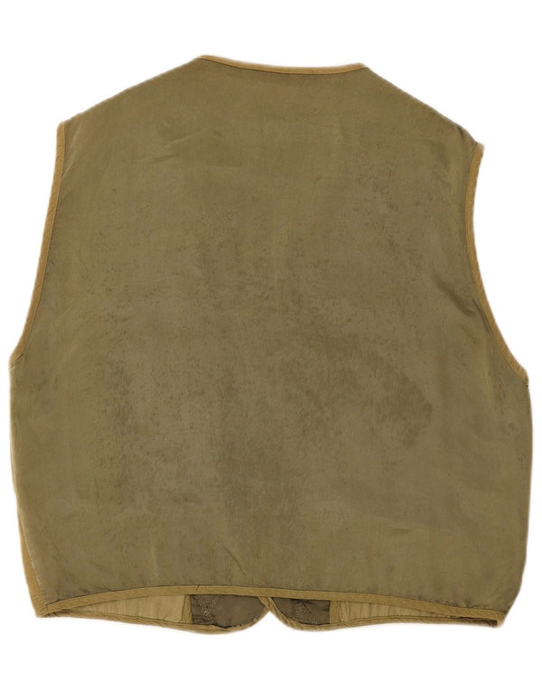 gilet matelassé en velours côtelé vintage pour hommes grand kaki