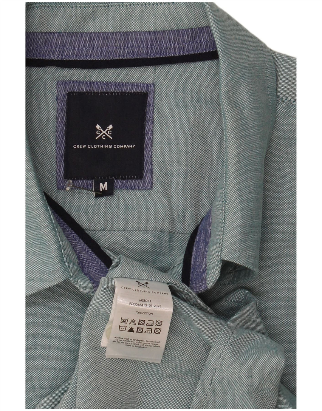 Chemise à manches courtes homme Crew Clothing en coton bleu moyen
