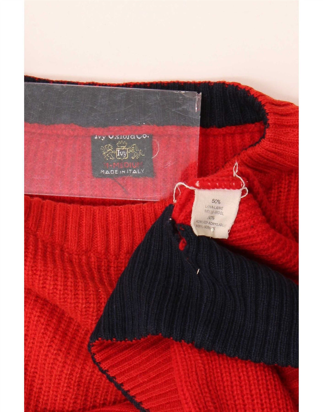 Ivy Oxford Pull Col Ras du Cou Homme Rouge Moyen Laine