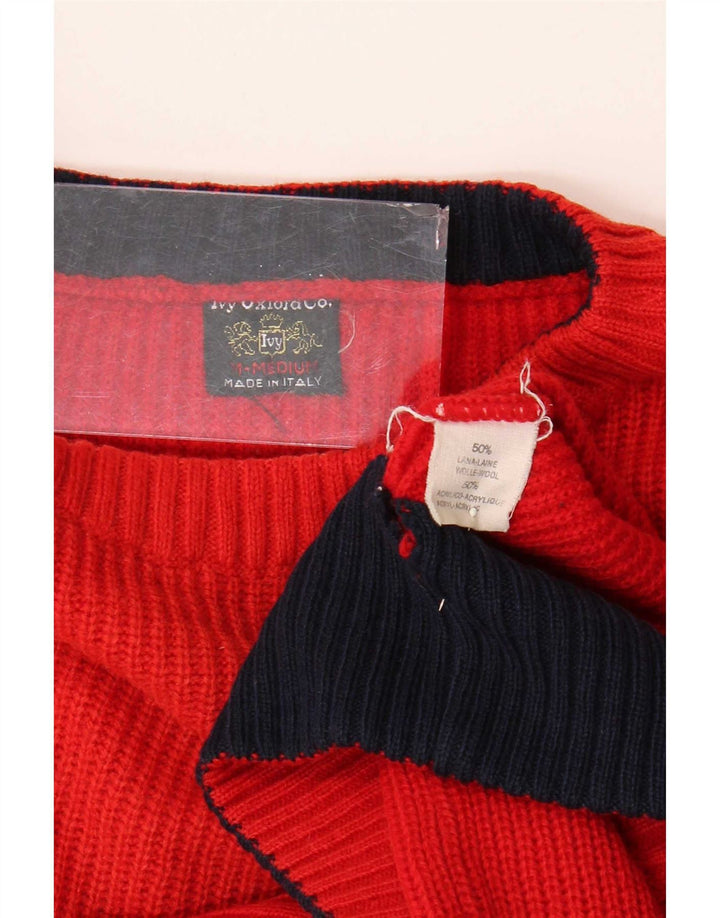Ivy Oxford Pull Col Ras du Cou Homme Rouge Moyen Laine
