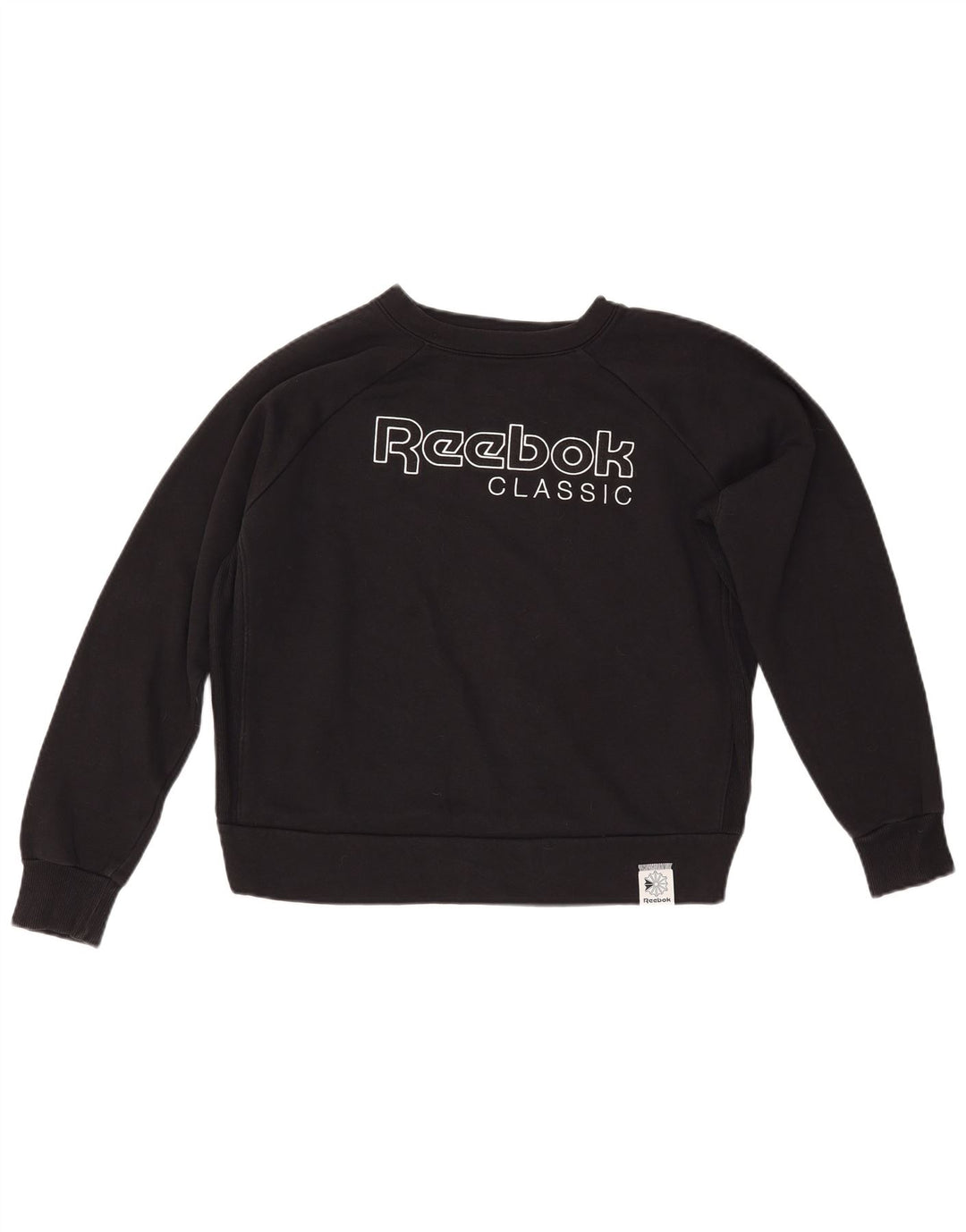 REEBOK Sweat-shirt graphique pour femme UK 44 en coton noir moyen