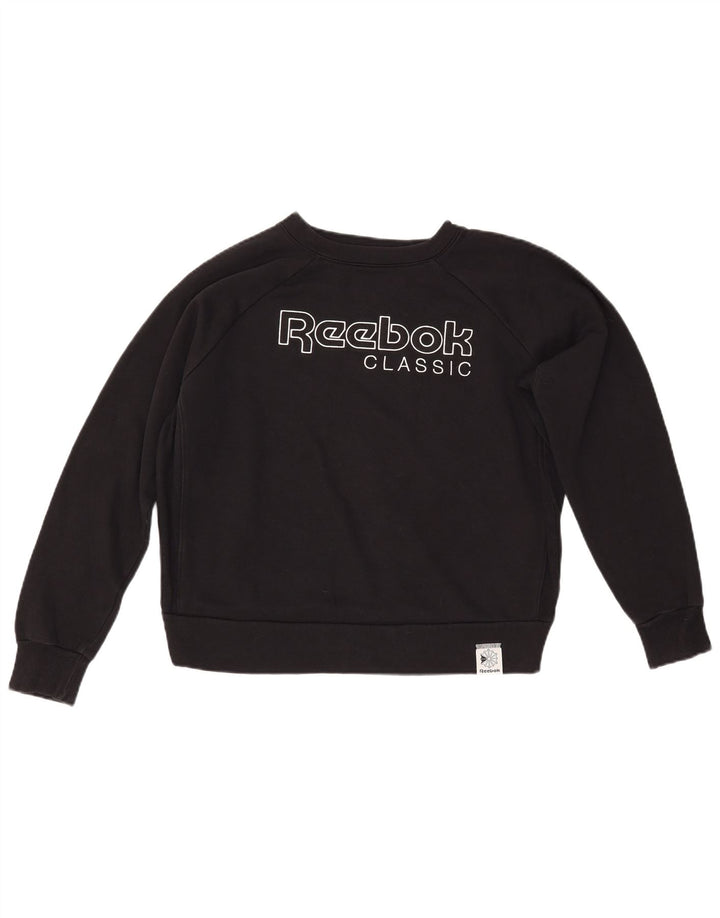 REEBOK Sweat-shirt graphique pour femme UK 44 en coton noir moyen