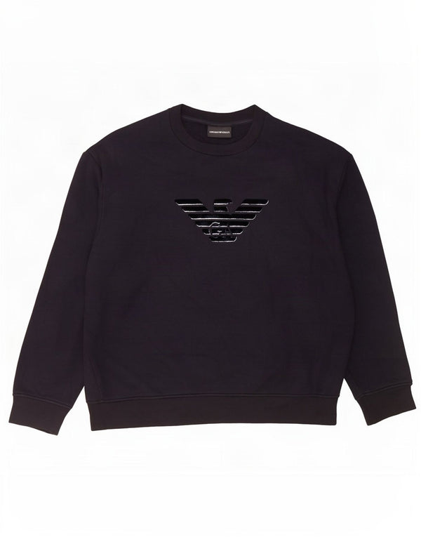 Emporio Armani Sweat-shirt graphique pour femme UK 20 2XL Noir Modal