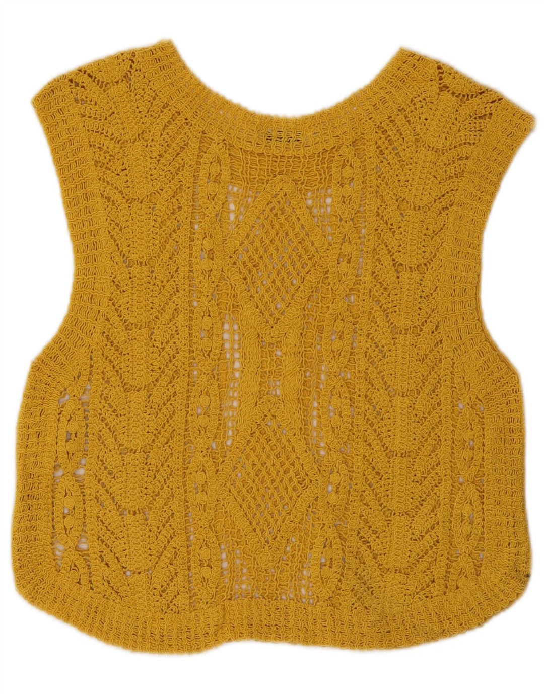 Zara Womens Crop Crochet Vest Top UK 12 Jaune Moyen