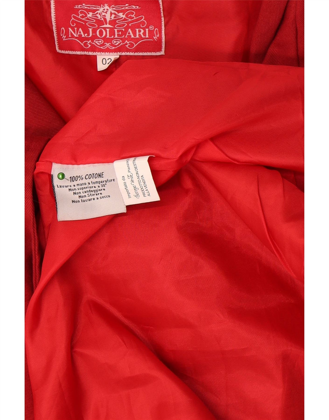 Naj Oleari Trench surdimensionné pour femme US 2 XS Rouge Coton