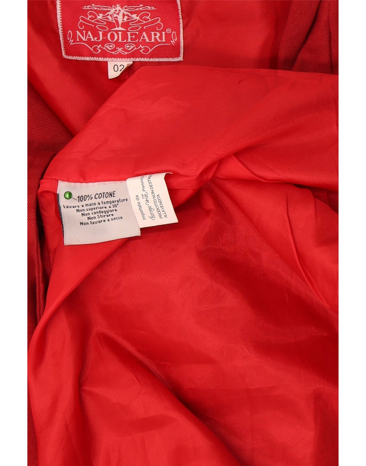 Naj Oleari Trench surdimensionné pour femme US 2 XS Rouge Coton