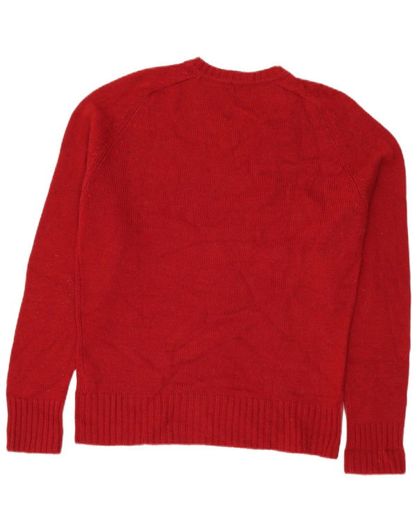 Zara Mens V-Neck Jumper Sweater XL Burgundy Acrylic