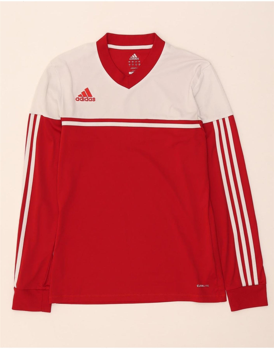 Adidas Climalite Top à manches longues pour femme UK 10 Small Rouge Colourblock