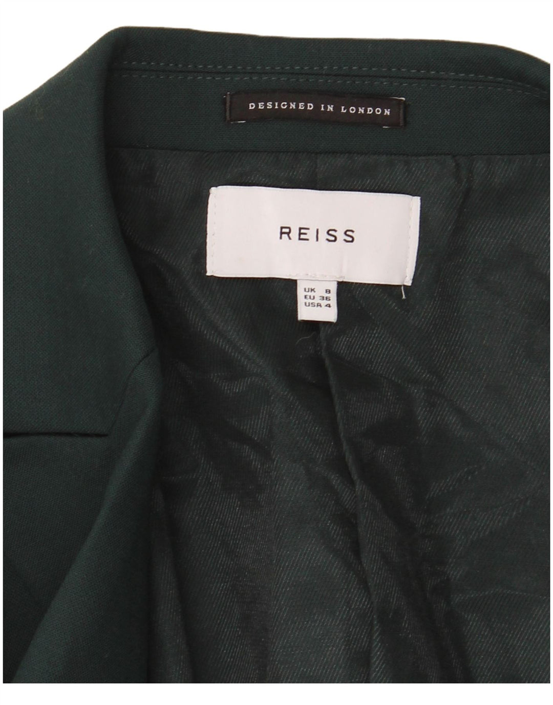 Reiss Veste blazer à 1 bouton pour femme UK 8 Small Vert