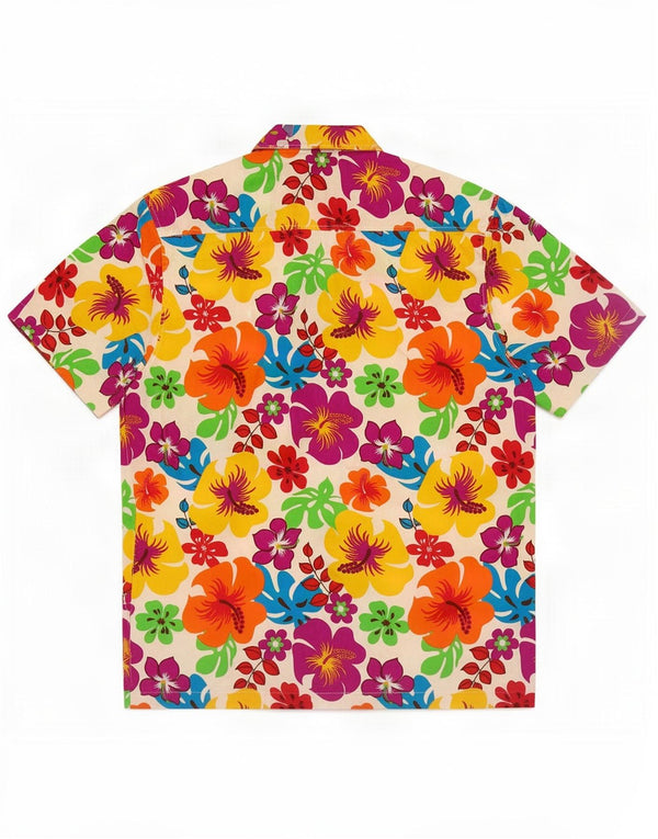 vintage Chemise à manches courtes pour hommes XL Floral multicolore