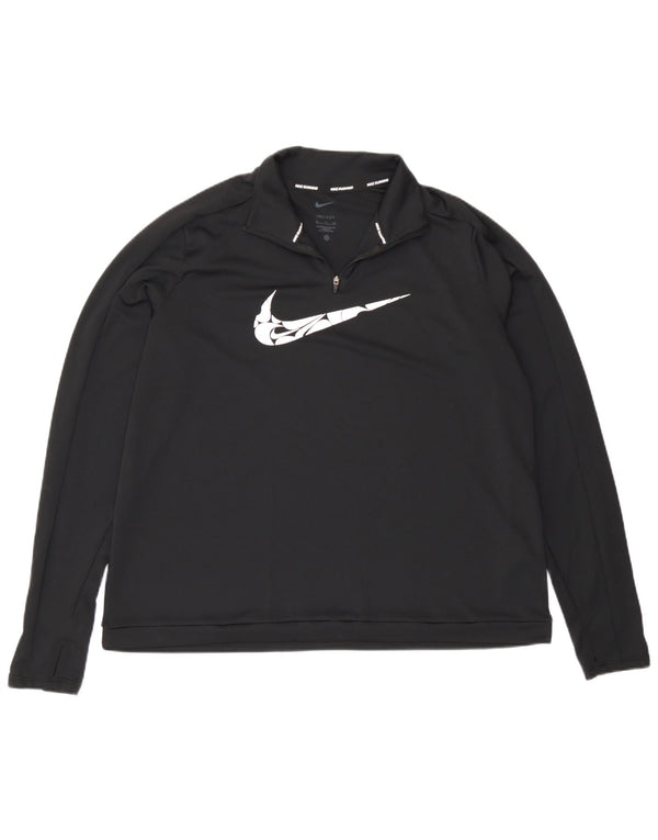 Nike Haut de survêtement pour femme Dri Fit Graphic avec col zippé UK 18 XL Noir