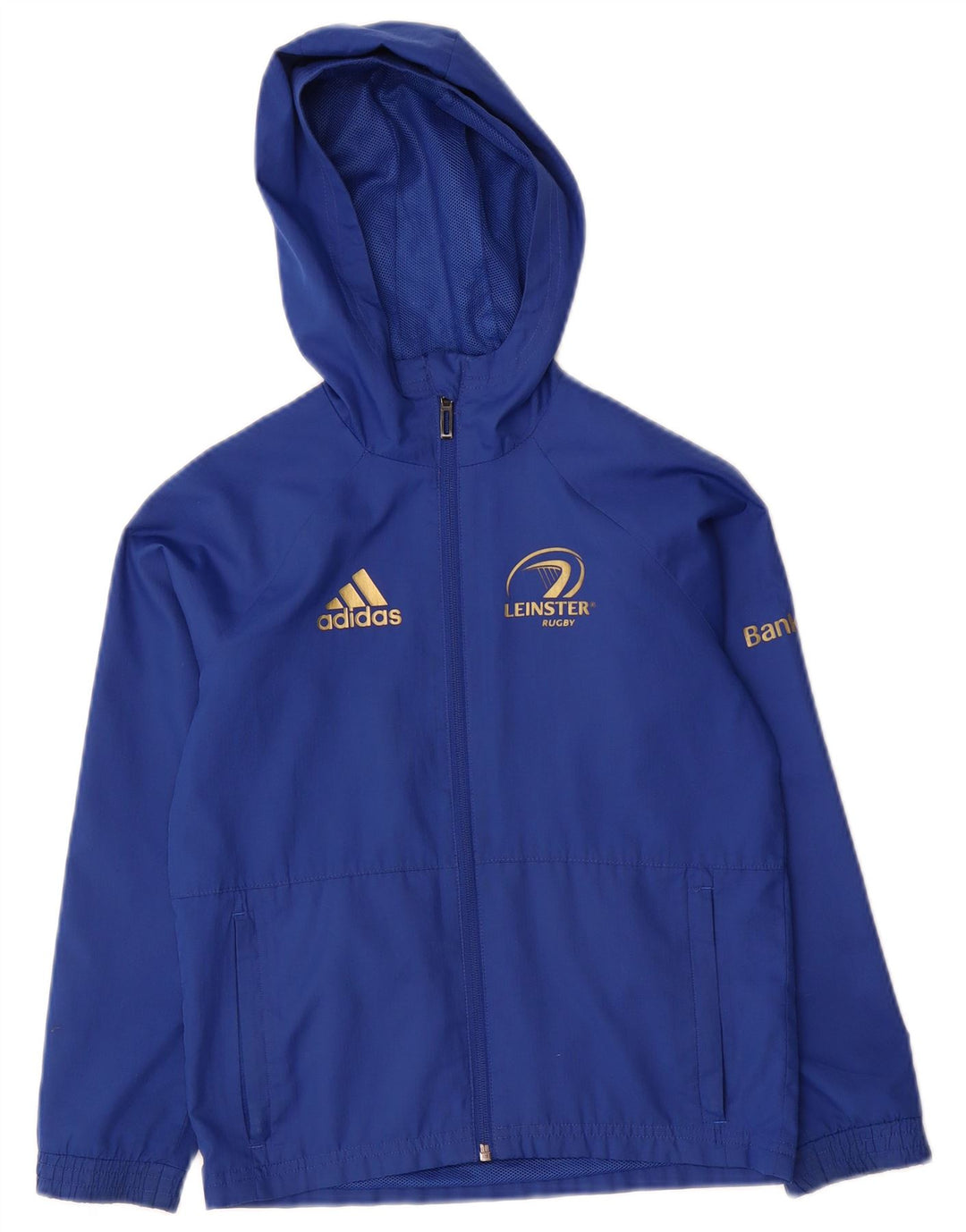 Adidas Veste de pluie à capuche Leinster Rugby pour garçon 7-8 ans Bleu Polyester