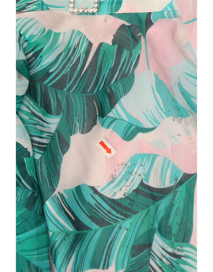 GUESS Jupe trapèze pour femme UK 12 Medium W28 Bleu Floral Polyester