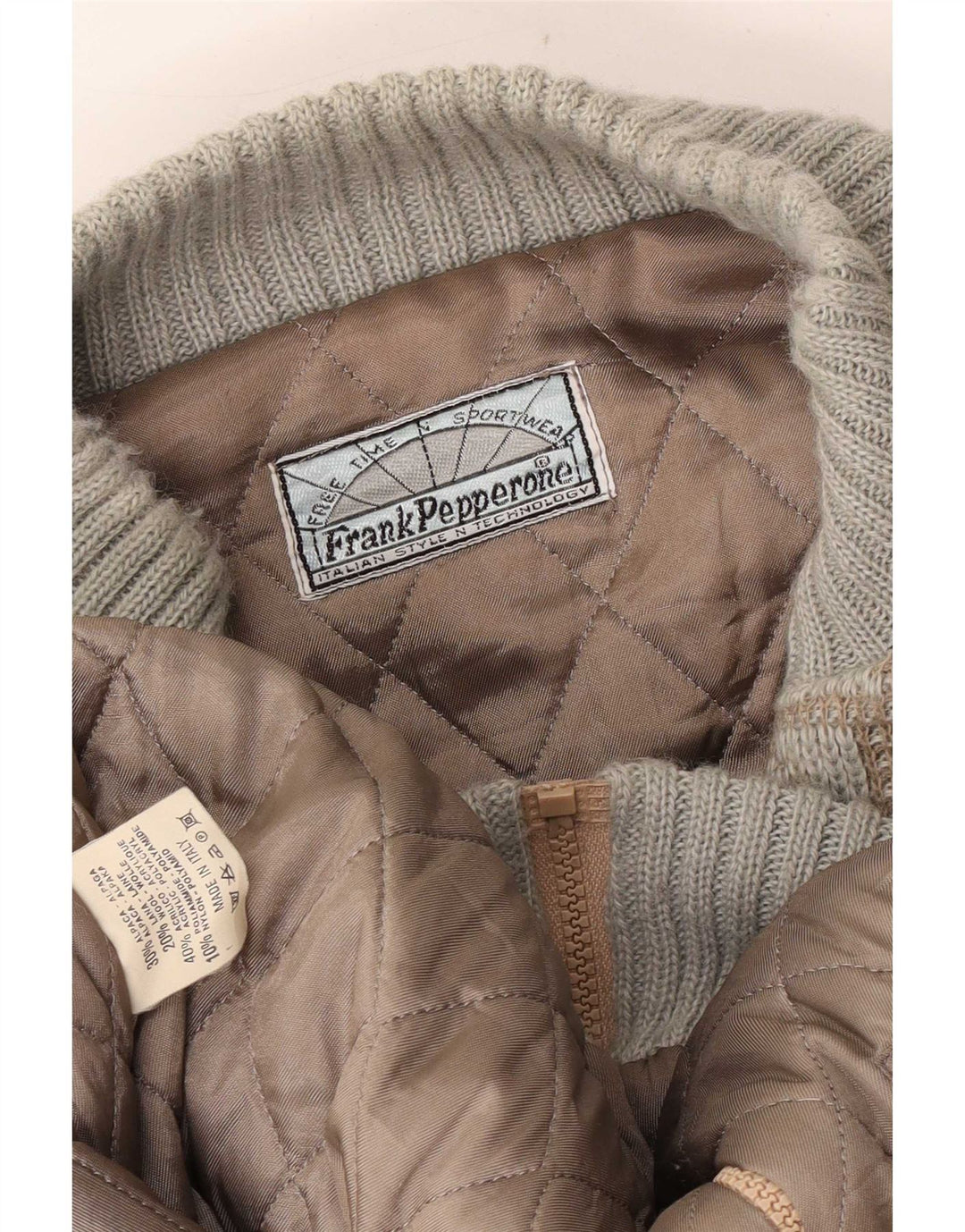 Frank Pepperone Veste bomber en tricot pour homme UK 42 XL Vert géométrique