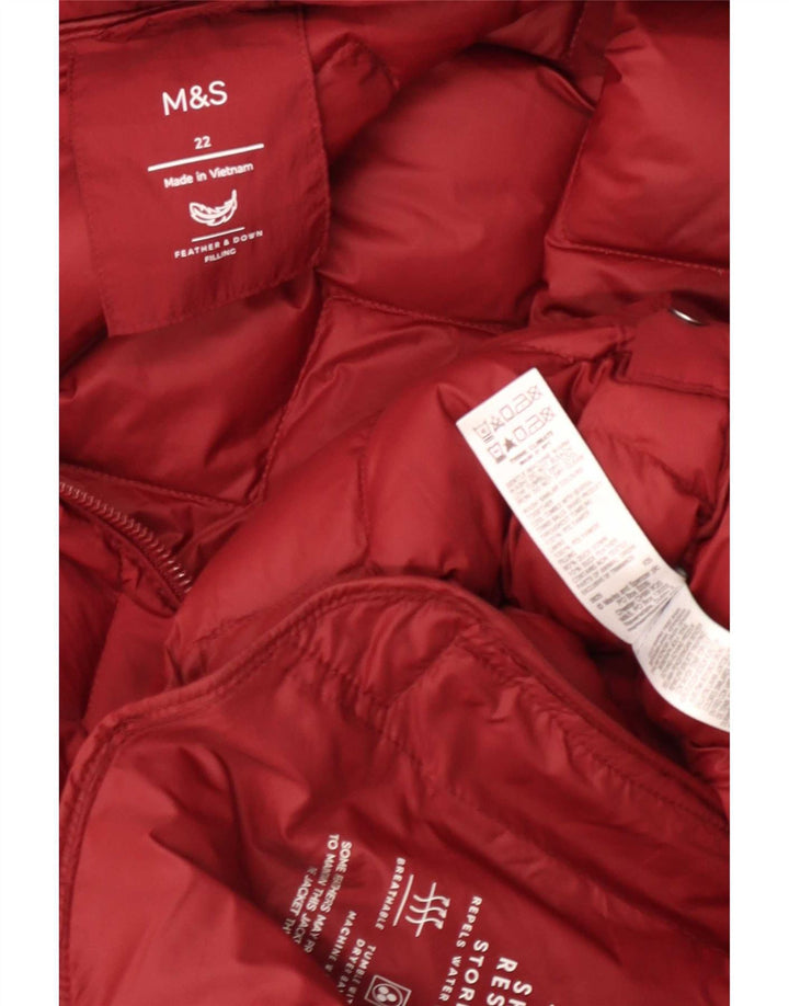 Marks & Spencer Manteau rembourré à capuche pour femme UK 22 3XL Rouge Polyamide