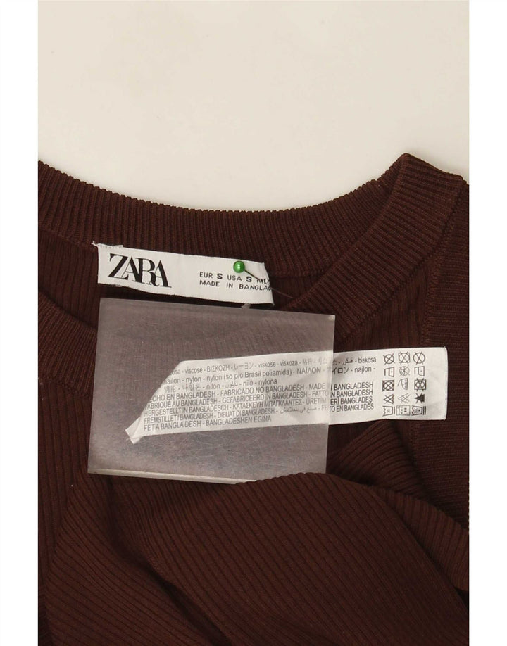 Zara Femme Débardeur UK 8 Small Marron Viscose
