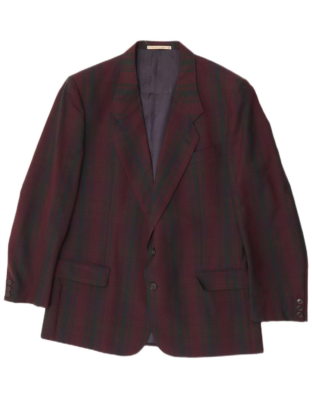 Emanuel Ungaro Veste blazer à 2 boutons pour homme UK 38 à carreaux bordeaux moyen