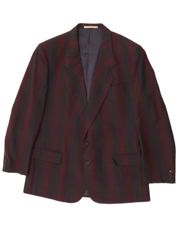 Emanuel Ungaro Veste blazer à 2 boutons pour homme UK 38 à carreaux bordeaux moyen