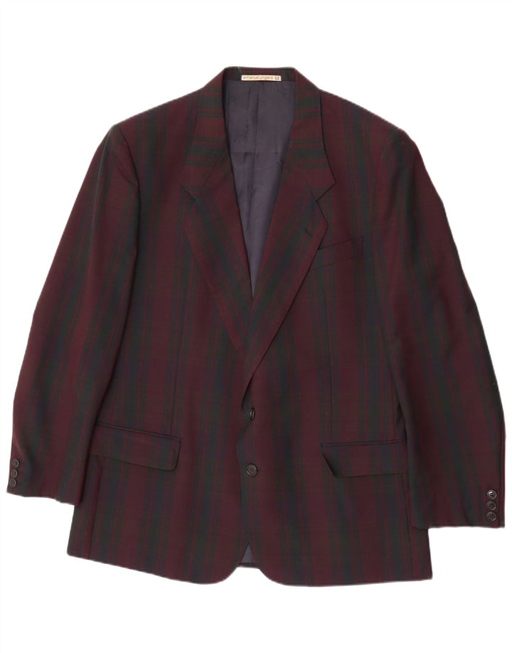 Emanuel Ungaro Veste blazer à 2 boutons pour homme UK 38 à carreaux bordeaux moyen