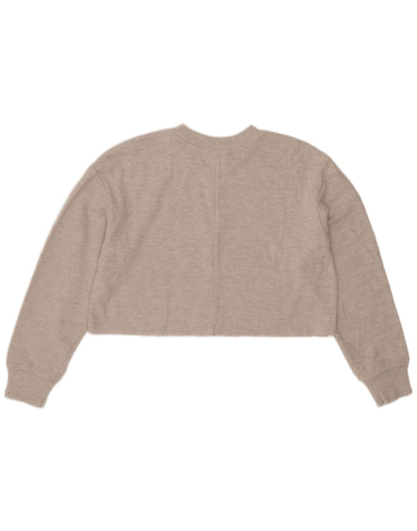 Zara Femme Crop Blouse Top UK 44 Gris Moyen Polyester