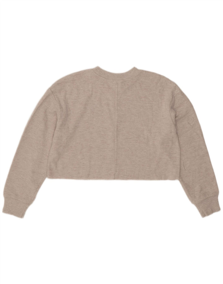 Zara Femme Crop Blouse Top UK 44 Gris Moyen Polyester