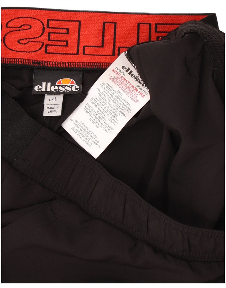 Ellesse Short de sport graphique pour hommes, grand noir, polyester