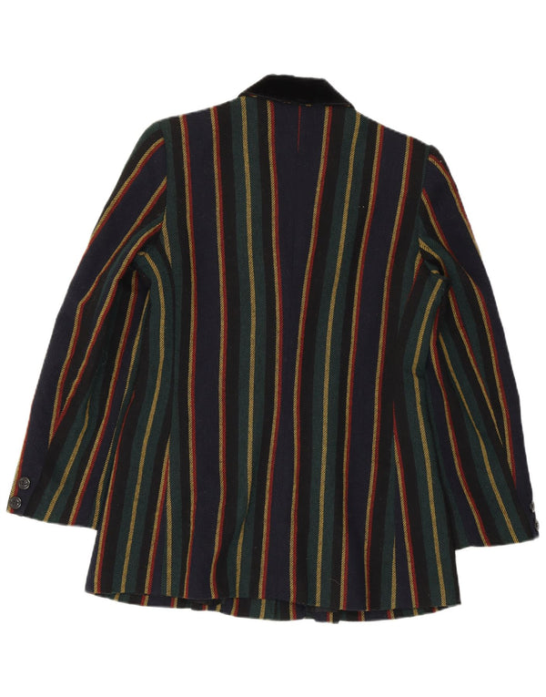 VINTAGE Femme 2 Bouton Blazer Veste UK 10 Petit Rayé Multicolore