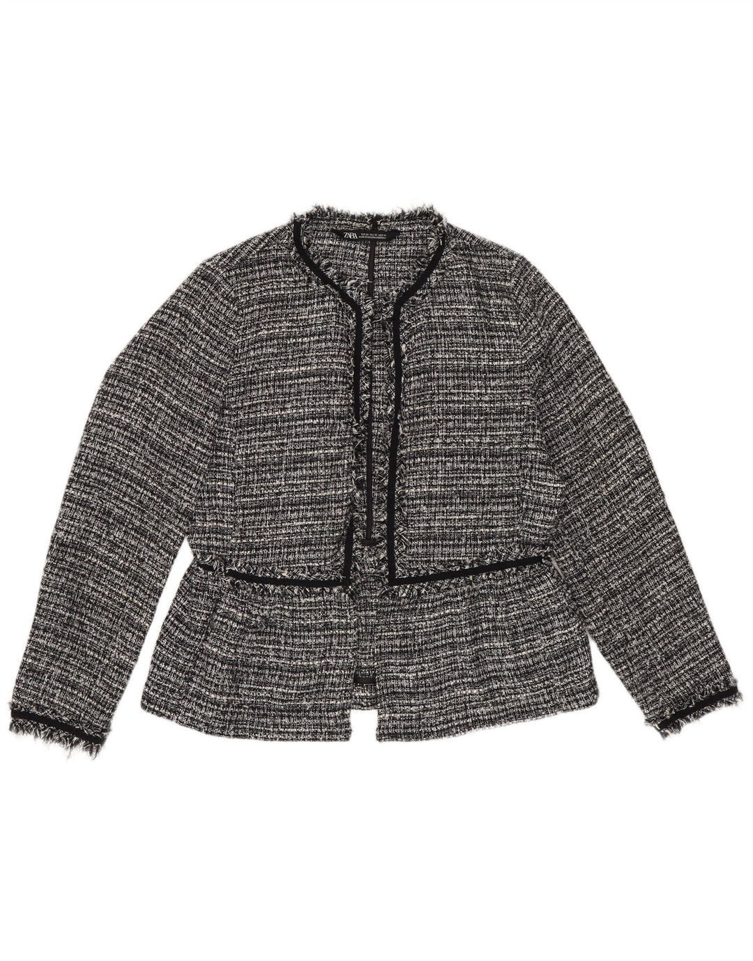 Zara Veste blazer ouverte surdimensionnée pour femme UK 6 XS Polyester rayé noir