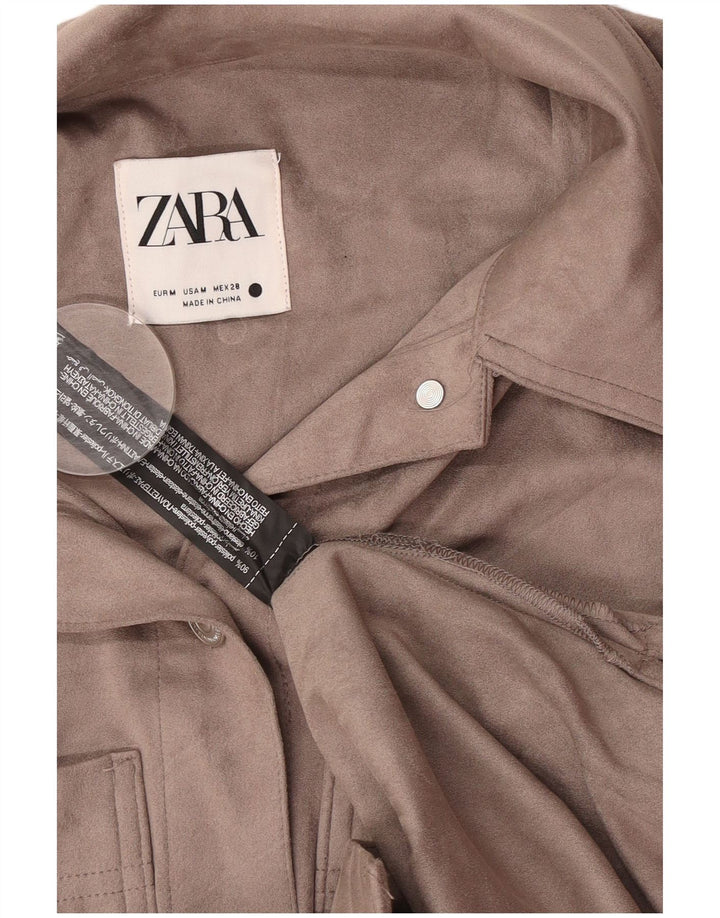 Zara Chemise en velours pour femme UK 14 Polyester gris moyen