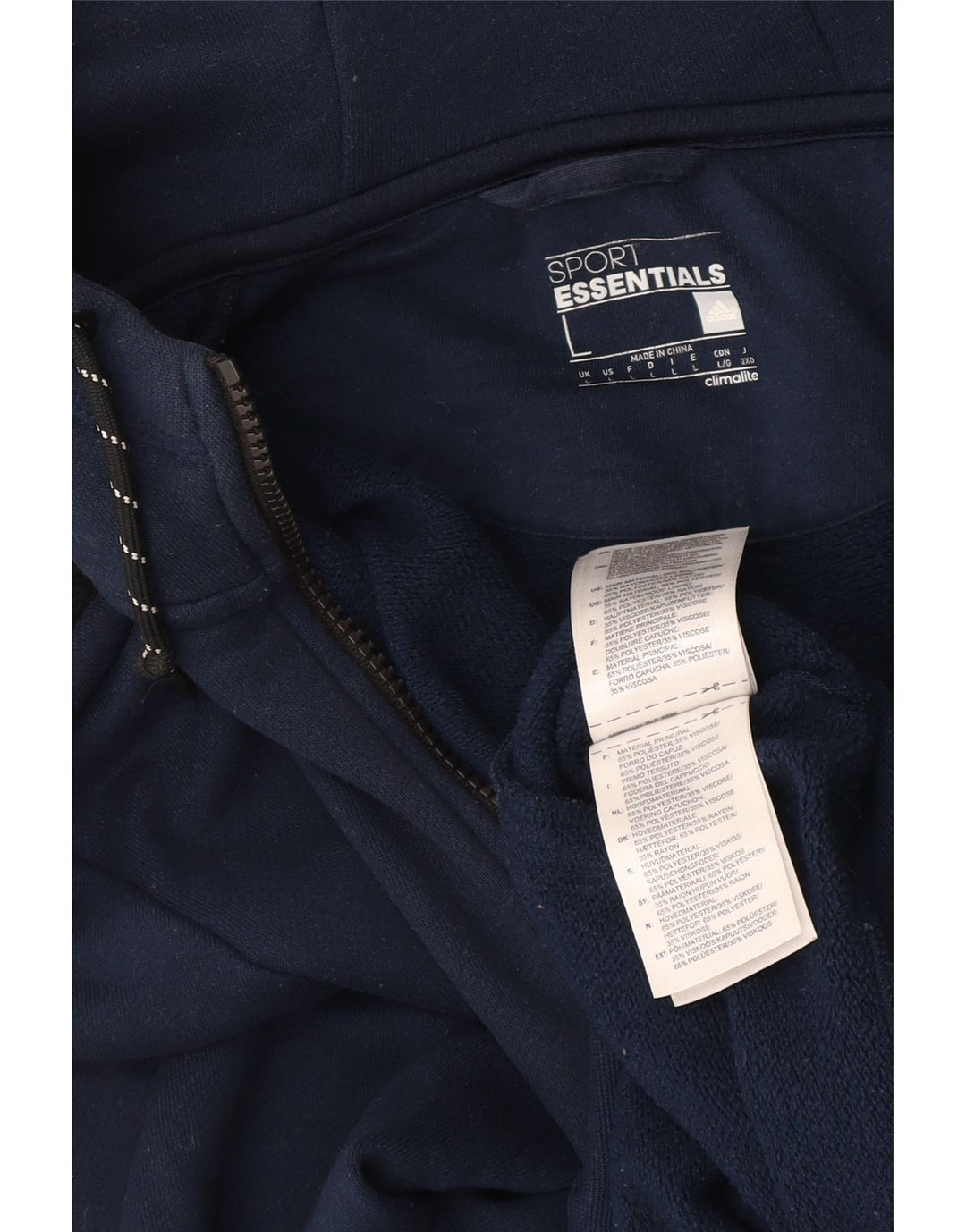 Adidas Hommes Climalite Zip Sweat À Capuche Grand Bleu Marine Polyester