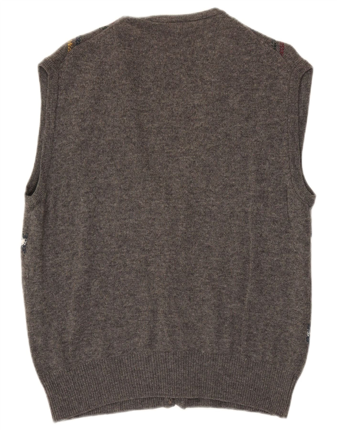 VINTAGE Pull Cardigan sans Manches Homme Grand Gris Argyle/Diamant