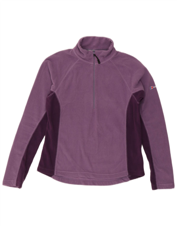 BERGHAUS Pull polaire à col zippé pour femme UK 14 Large Violet Colourblock