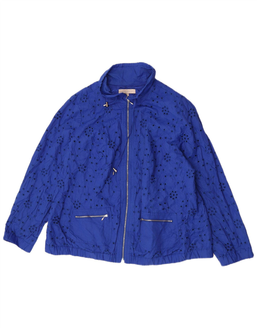 Laura Ashley Veste Bomber Femme UK 20 2XL Bleu Coton