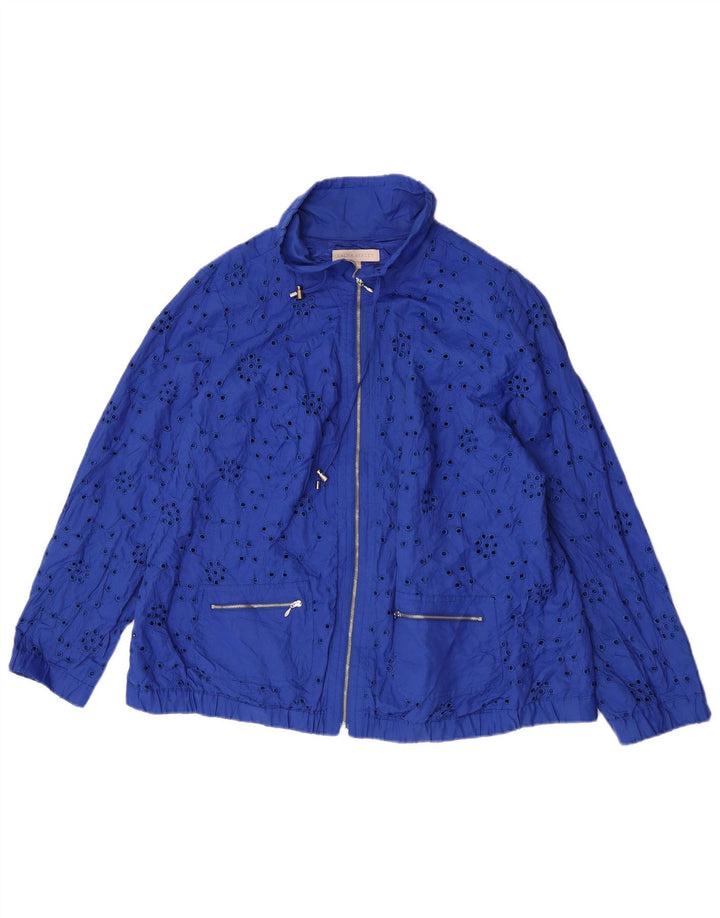 Laura Ashley Veste Bomber Femme UK 20 2XL Bleu Coton