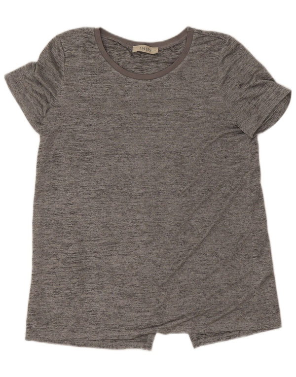 Oasis T-Shirt Femme Top UK 10 Petit Gris Moucheté Polyester
