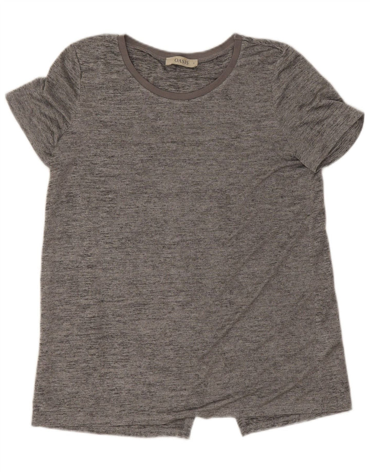 Oasis T-Shirt Femme Top UK 10 Petit Gris Moucheté Polyester