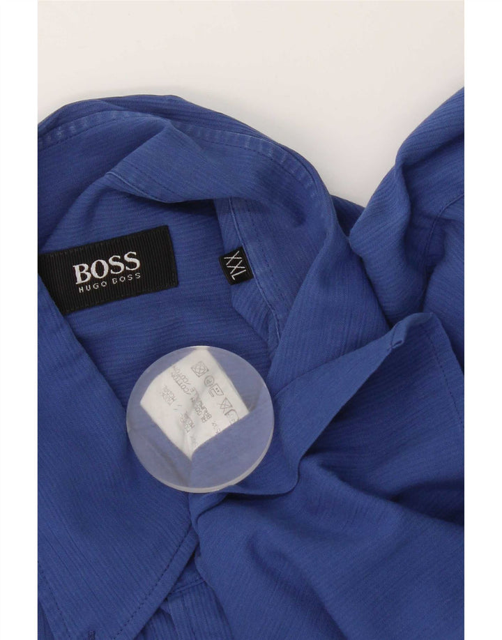 Hugo Boss Chemise à manches courtes pour hommes 2XL Modal rayé bleu