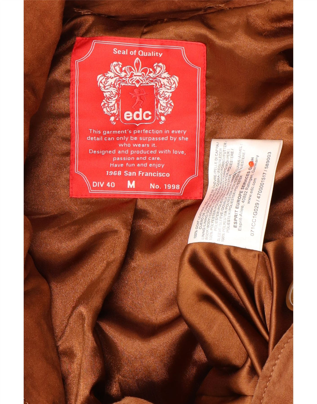 EDC Veste en daim pour femme UK 14 Cuir marron moyen