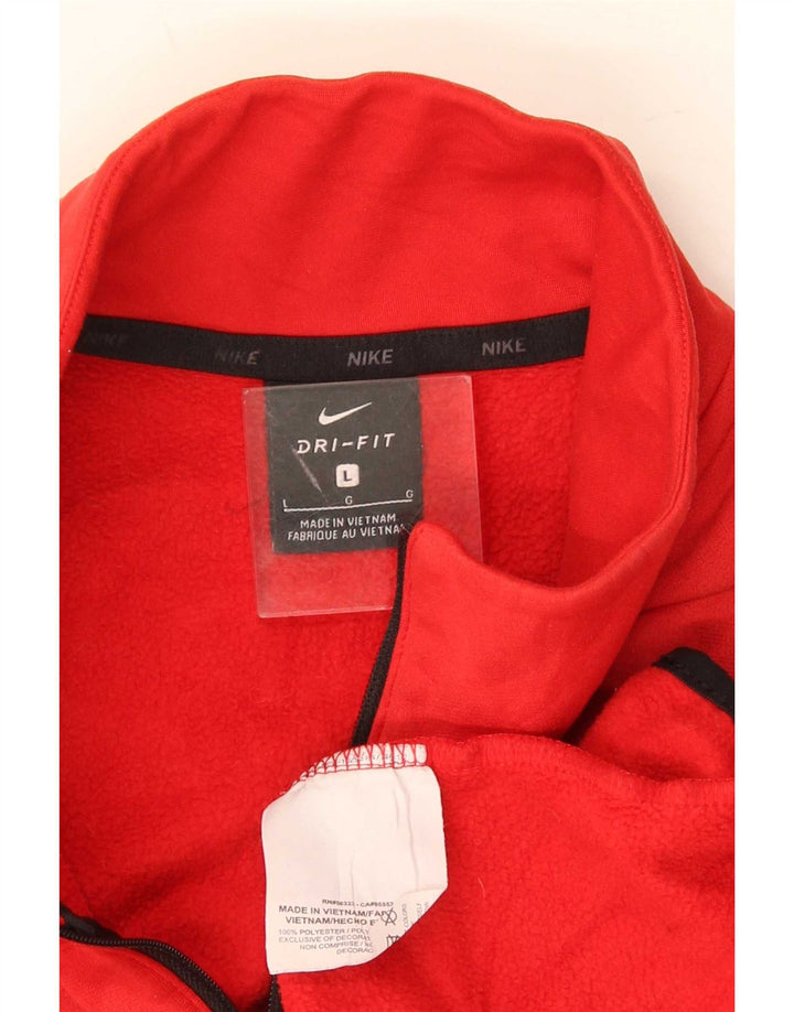 Nike Homme Dri Fit Zip Neck Sweatshirt Jumper Grand Rouge Polyester